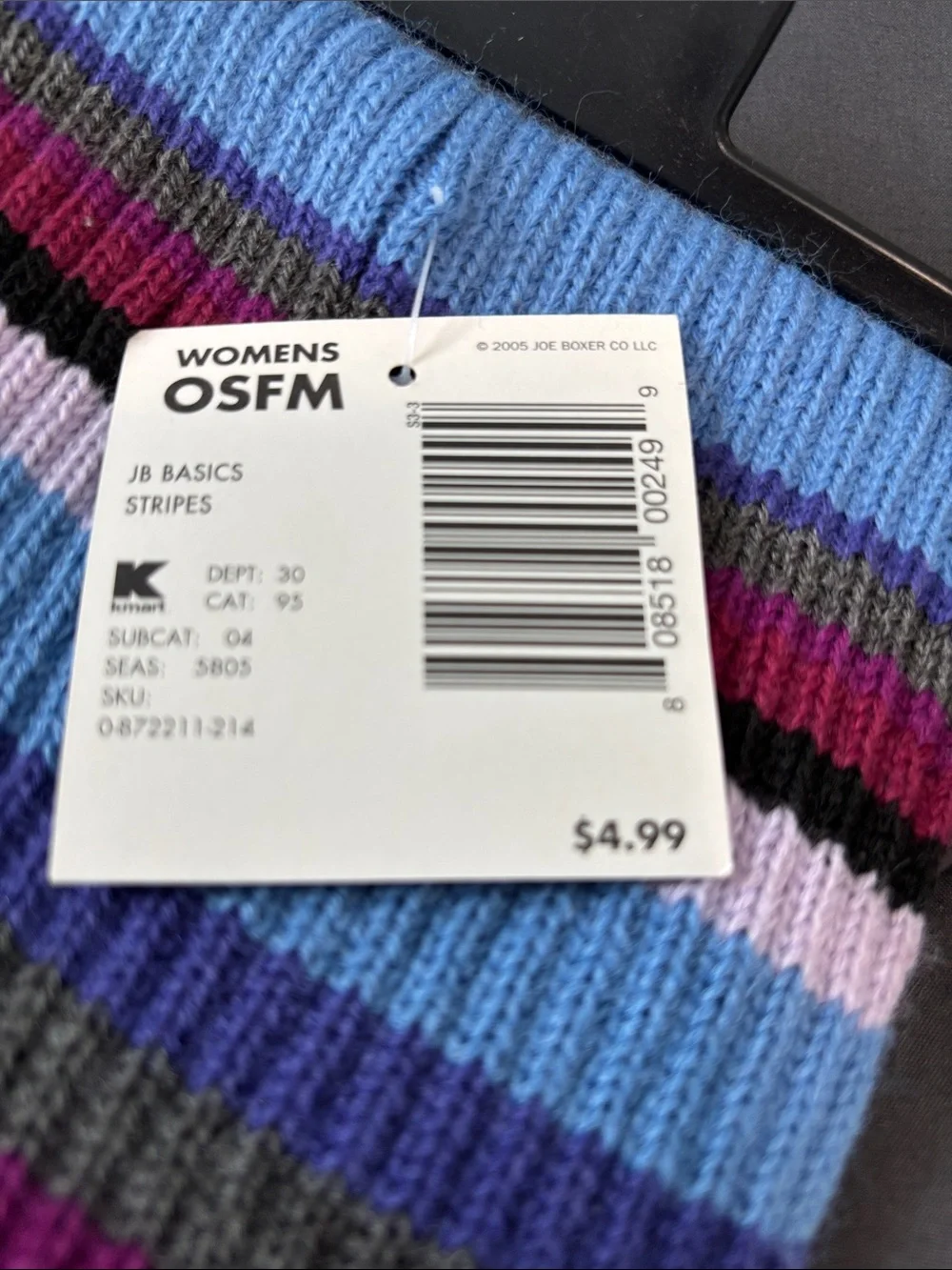Joe Boxer Multicolor Striped Casual Socks - Light Blue, Purple, Black, Pink